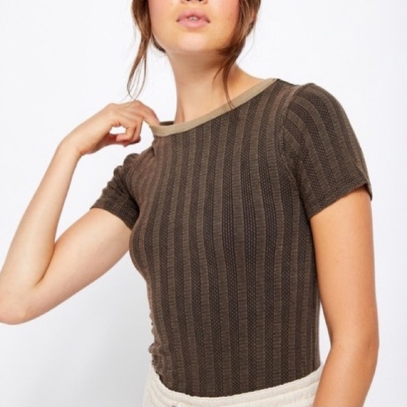 We the Free Escape Ribbed Knit Tee, Sz. S - Picture 2 of 9